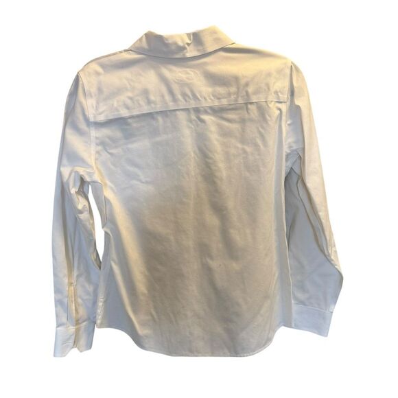 Foxcroft non-iron shaped fit white button down blouse 100% cotton size 4P - Picture 3 of 4